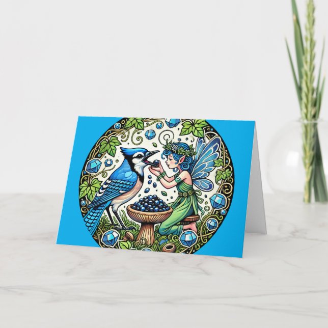 Cartão Bluejay Fairy Blue Jay Fairies (Frente)