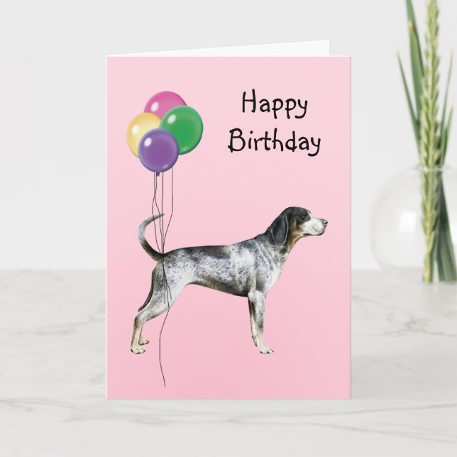 Cartão Bluetick Coonhound, Birthday Balloons (Frente)