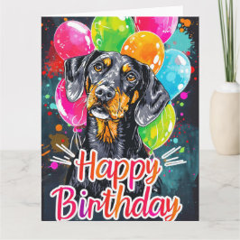 Cartão Bluetick Coonhound com Balões