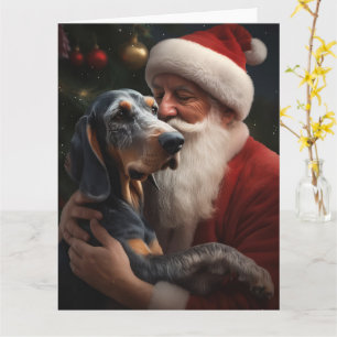 Cartão Bluetick Coonhound Com Papai Noel Natal