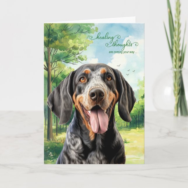 Cartão Bluetick Coonhound Dog Country Meadow Get Well (Frente)