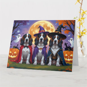 Cartão Bluetick Coonhound Dogs Pumpkin Halloween Engraçad
