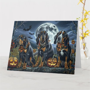 Cartão Bluetick Coonhound Halloween Spooky