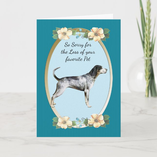 Cartão Bluetick Coonhound, Teal Floral Sympathy, Pet Loss (Frente)