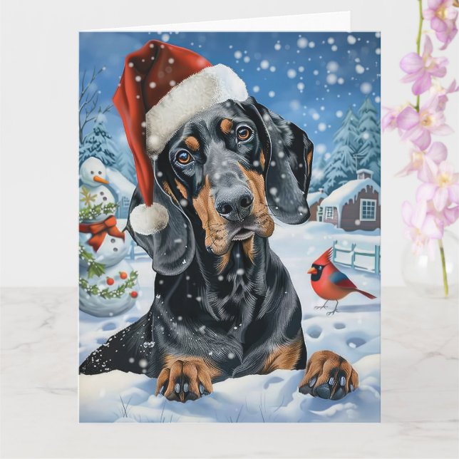 Cartão Bluetick Coonhound Winter Wonderland Christmas (Orquídea)
