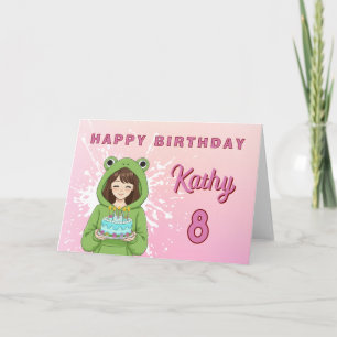 Cartão Blusão de Sapo Kawaii Personalizado para Aniversár