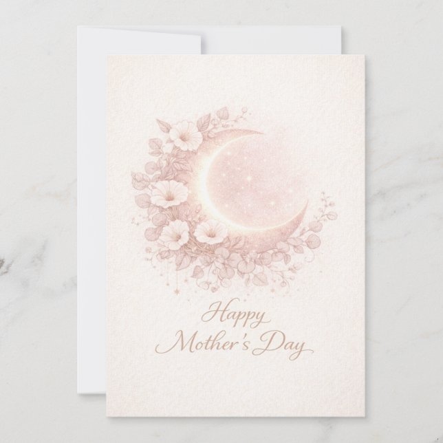 Cartão Blush Celestial Moon Floral Mother's Day Card (Frente)