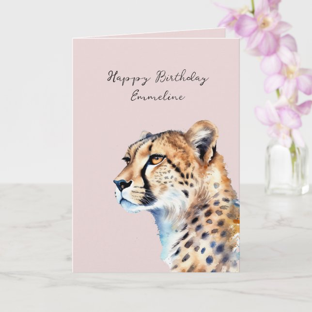 Cartão Blush Cheetah Birthday (Orquídea)