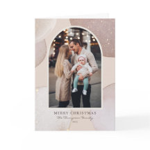 Blush Modern Glitter Shapes Foto Feliz Natal