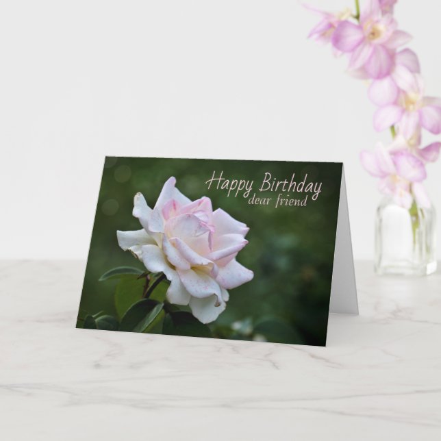 Cartão Blush Pink Rose Birthday Wishes for Friend Card (Orquídea)