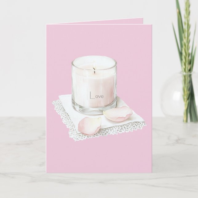 Cartão Blush pink rose petals candle (Frente)