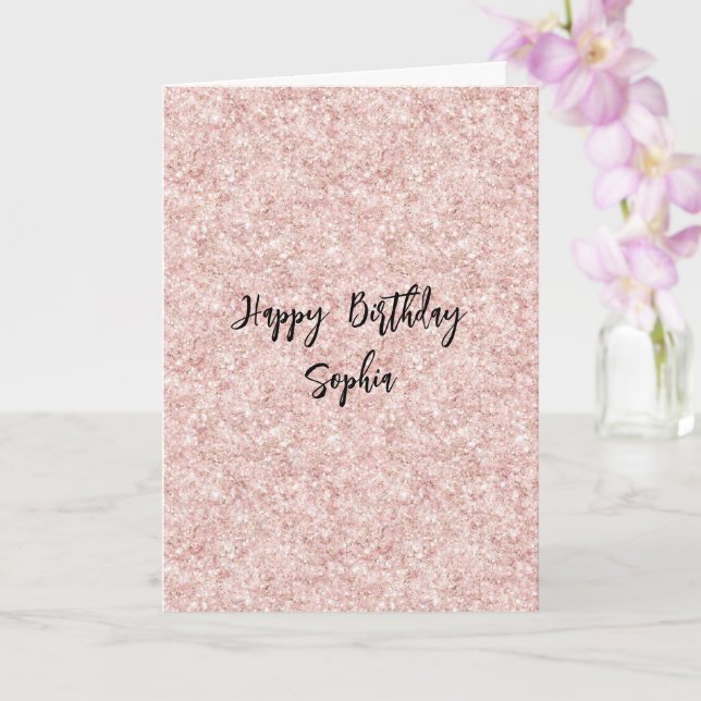 Cartão Blush Pink Sparkle Glitter Birthday (Orquídea)