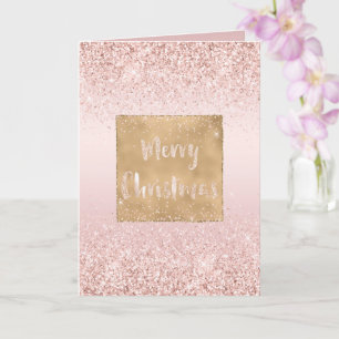 Cartão Blush Rosa Ombre Glitzy Glitter Brilho Natal