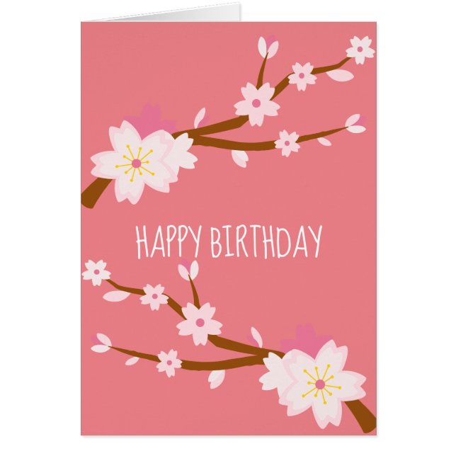 Cartão Blush rosa Sakura CHerry Blossom Japonês (Frente)