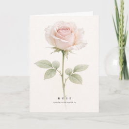 Cartão Blush Rose Botanical Art Symbol of Grace and Joy