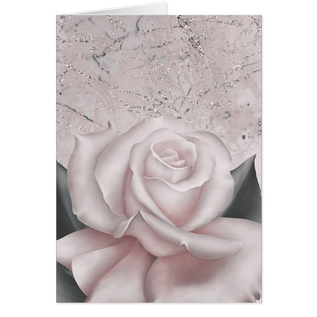 Cartão Blush White Rose Glam Modern Marble Chique (Frente)
