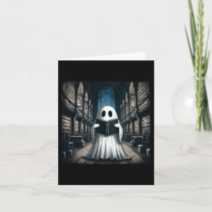 Cartão Bo Bibliotecário do Halloween da Biblioteca Ghost 