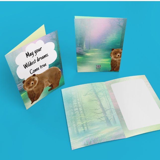 Cartão Boa sorte Bon Voyage boa sorte (Brown bear card)