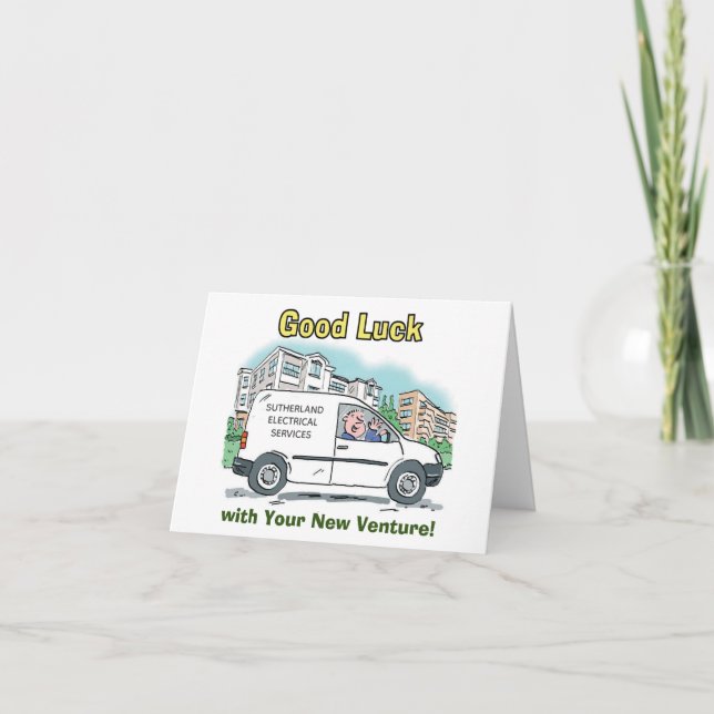 Cartão Boa sorte com o novo empreendimento empresarial (Frente)