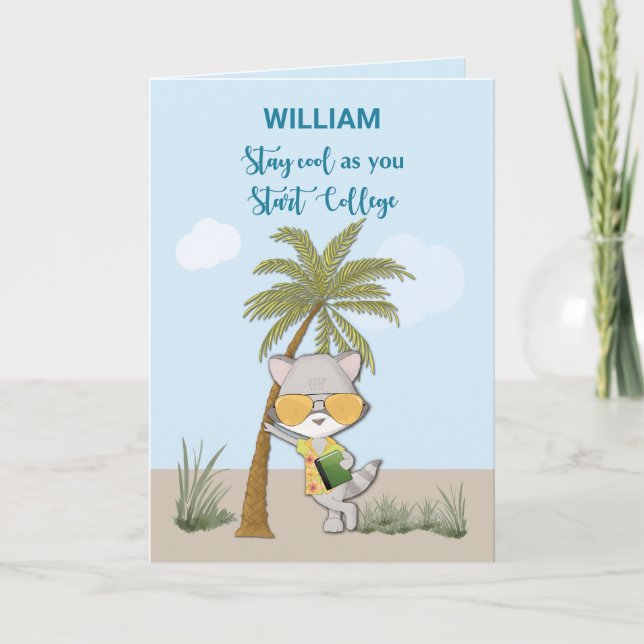 Cartão Boa Sorte Começar Nome Personalizado da Faculdade  (Frente)