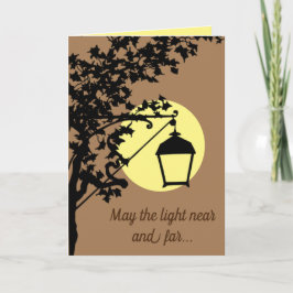 Cartão Boa Sorte e Encorajamento, Lâmpada Vintage e Lua