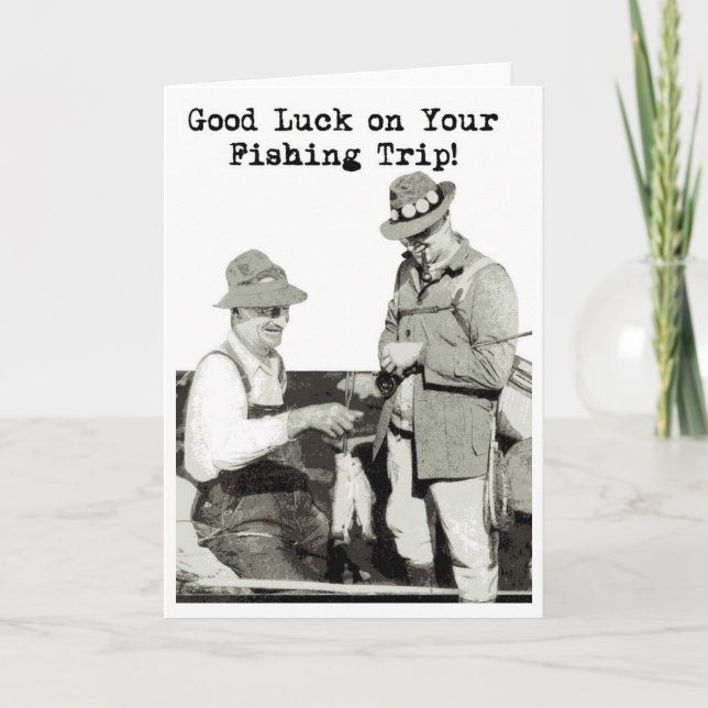 Cartão Boa Sorte na sua Viagem de Pesca (Frente)