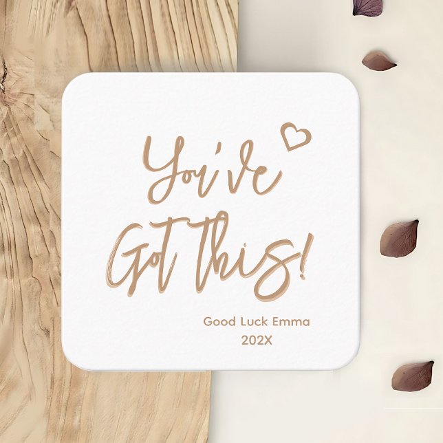 Cartão Boa Sorte | Personalizado Você Tem Este Car (Encourage and uplift with our elegant calligraphy 'You've Got This' card.)