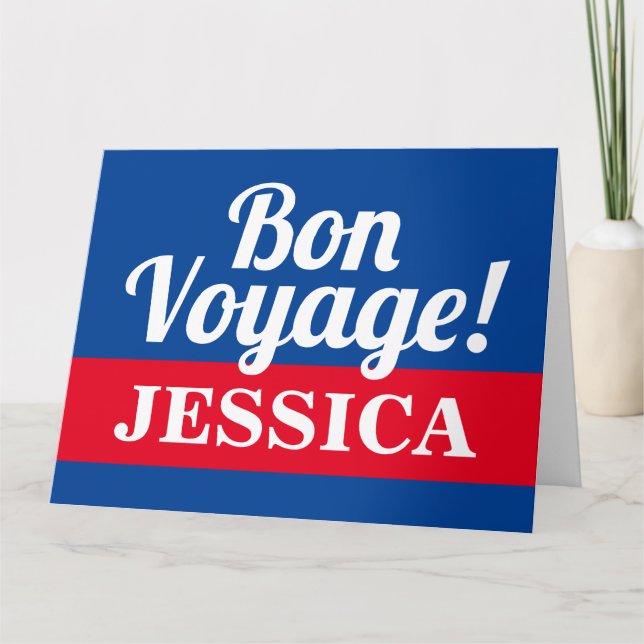 Cartão Boa viagem adeus adeus, despedida de ir embora (Frente)