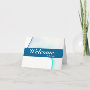 Cartão Boa vinda ao crachá azul mínimo branco da equipe