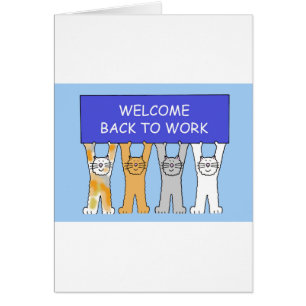 Cartão Boa vinda de volta aos gatos dos desenhos animados