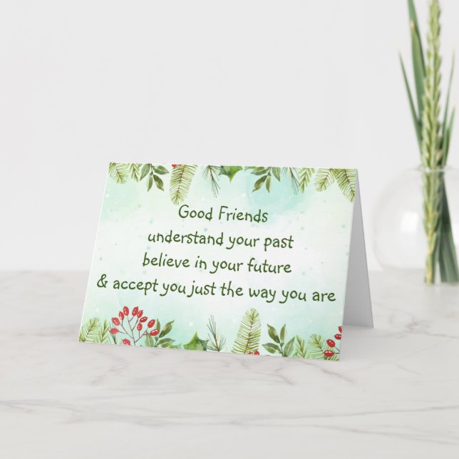 Cartão Boas amigas compreendem o Natal inspirador (Frente)