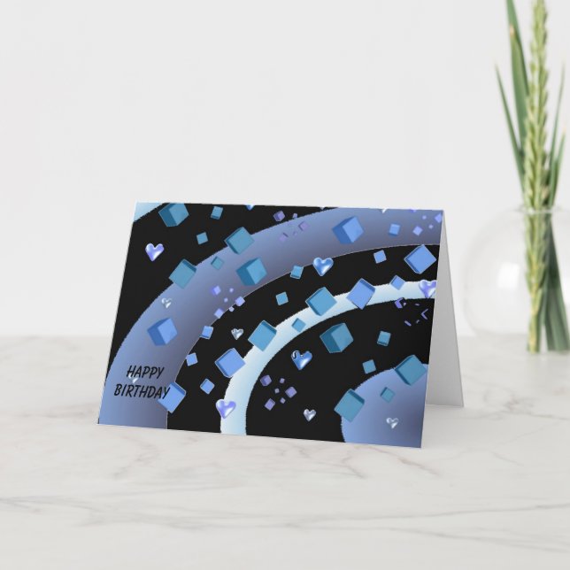 Cartão Boas e Cubos Flutuantes Aniversário (Frente)