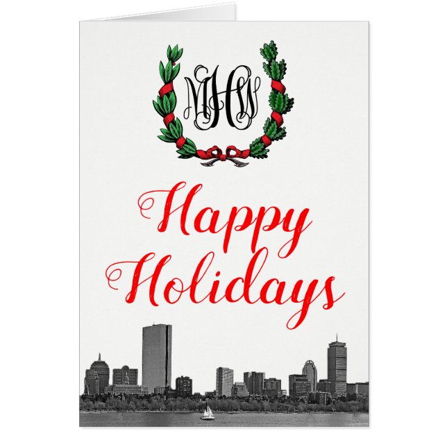 Cartão Boas Férias Felizes da Férias de Natal no Skyline (Frente)