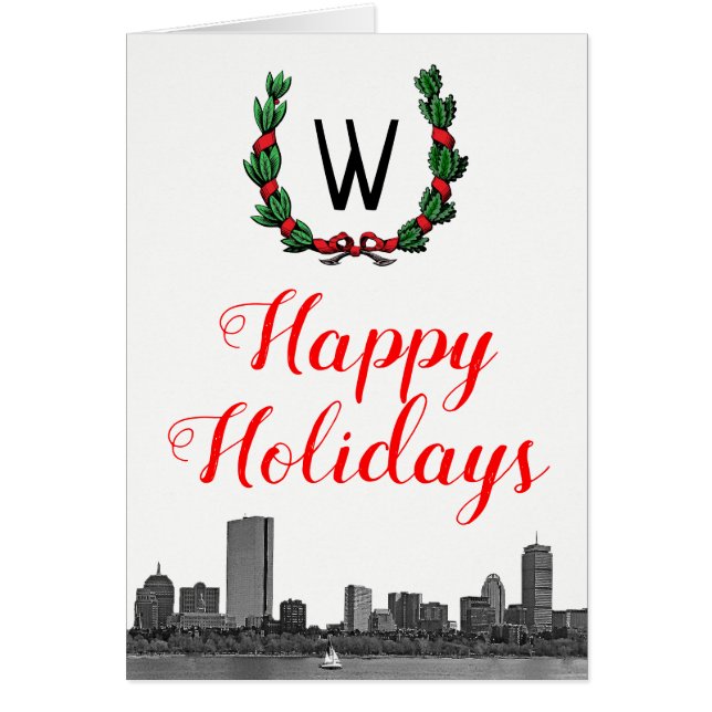 Cartão Boas Férias Felizes da Férias de Natal no Skyline (Frente)
