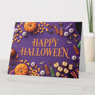 Cartão Boas Festas de Halloween Composição Planificada em