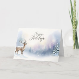 Cartão Boas Festas Saudação Florestal de Inverno