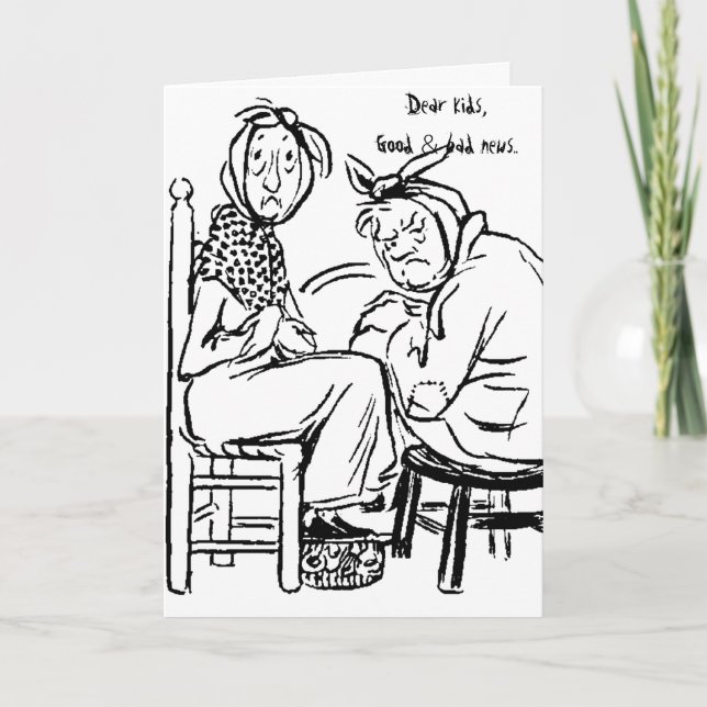 Cartão Boas notícias e más notícias. (Frente)