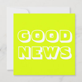 Cartão Boas notícias, Parabéns, branco chartreuse