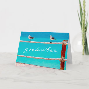 Cartão Boas vibrações citando aves marinhas foto da pra
