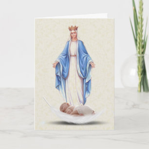 Cartão Boas-vindas Batismo do Bebê Virgem Maria Bendita C
