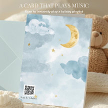 Boas-vindas Código QR Berço Aquarela Lua Baby Blue
