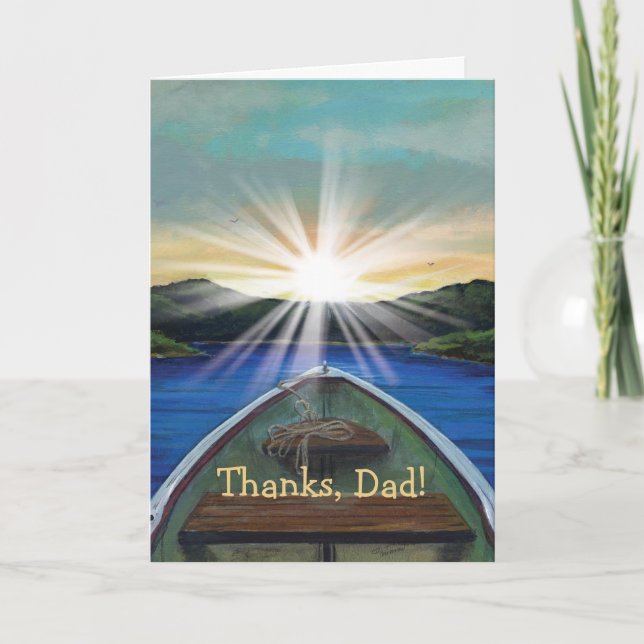 Cartão Boat on Lake Father's Day Personalized Card (Frente)