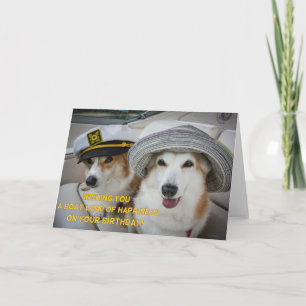 Cartão Boatload of happiness corgi birthday card