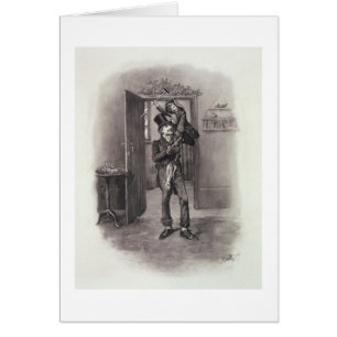 Cartão Bob Cratchit e Tim minúsculo, 'de Charles Dickens