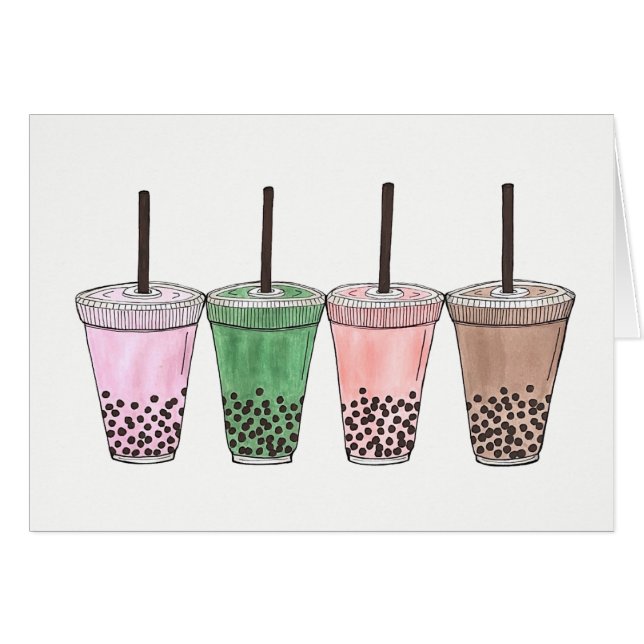 Cartão Boba Bubble Tapioca Pearl Leite Tea Bebe Foodie (Frente Horizontal)