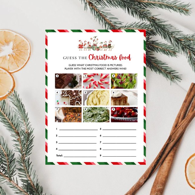 Cartão Bobo Goosemas Adivinha Jogo da Comida de Natal (Silly Goosemas Guess the Christmas Food Game Card)