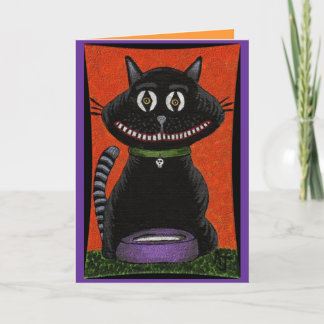 Cartão BOBO the BLACK CAT & SKULL COLLAR - Halloween card