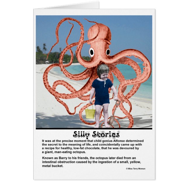 Cartão Bobos: Octopus comedor de homem (Frente)