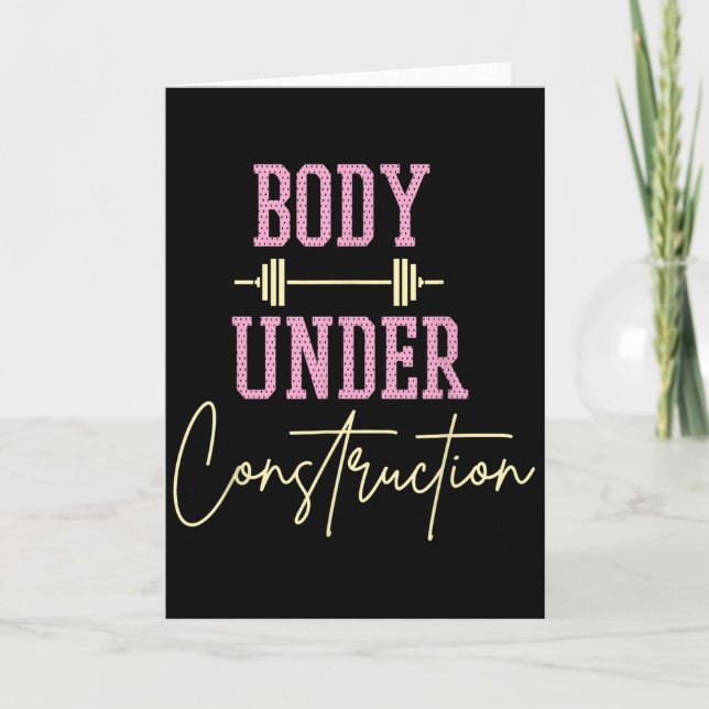 Cartão Body Under Construction Funny Motivational Workout (Frente)