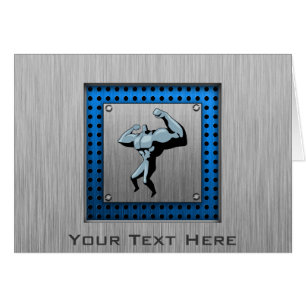 Cartão Bodybuilder escovado do olhar do metal